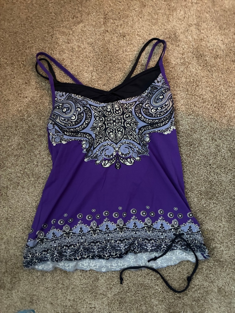 Athleta Purple Paisley-Accent Spaghetti Strap Cami